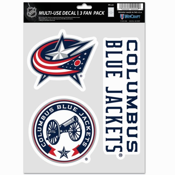 Samolepky Columbus Blue Jackets WinCraft NHL Multi Use 3 Fan Pack