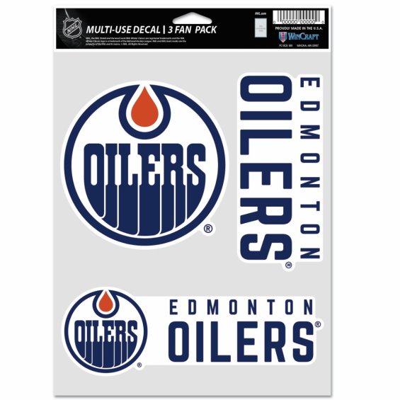 Samolepky Edmonton Oilers WinCraft NHL Multi Use 3 Fan Pack