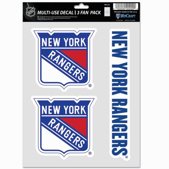 Samolepky N.Y.Rangers WinCraft NHL Multi Use 3 Fan Pack