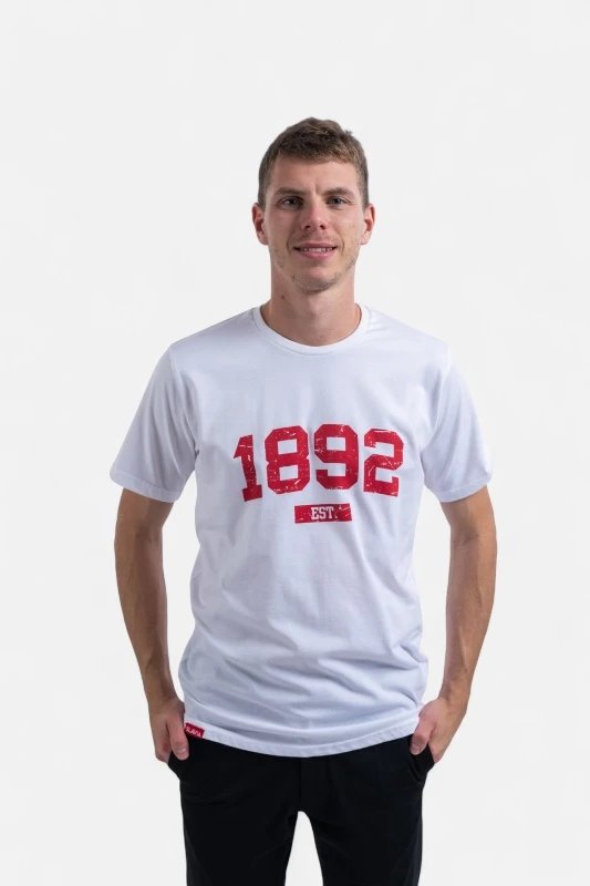 Tričko Slavia Praha 1892 EST. Unisex Bílé