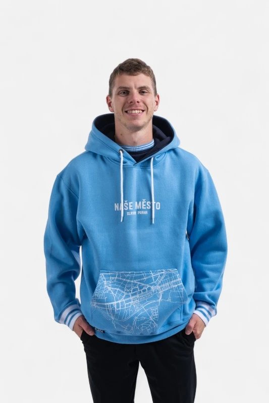 Mikina Slavia Praha Hoodie Naše Město Modrá