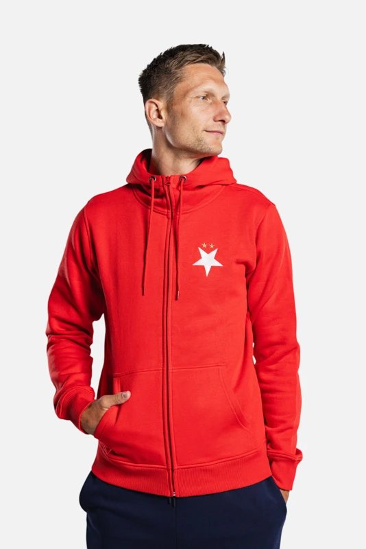 Mikina Zip Hood Slavia Praha Red And White Unisex